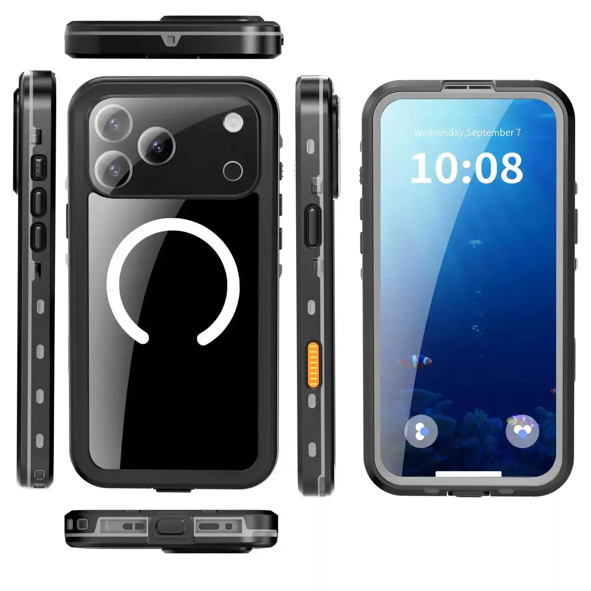 Waterproof Phone Case Compatible with iPhone16/17 lineup,IP68 Waterproof Shockproof Dust-Proof Phone Case with Built in Screen Protector, Full Body Protective Case