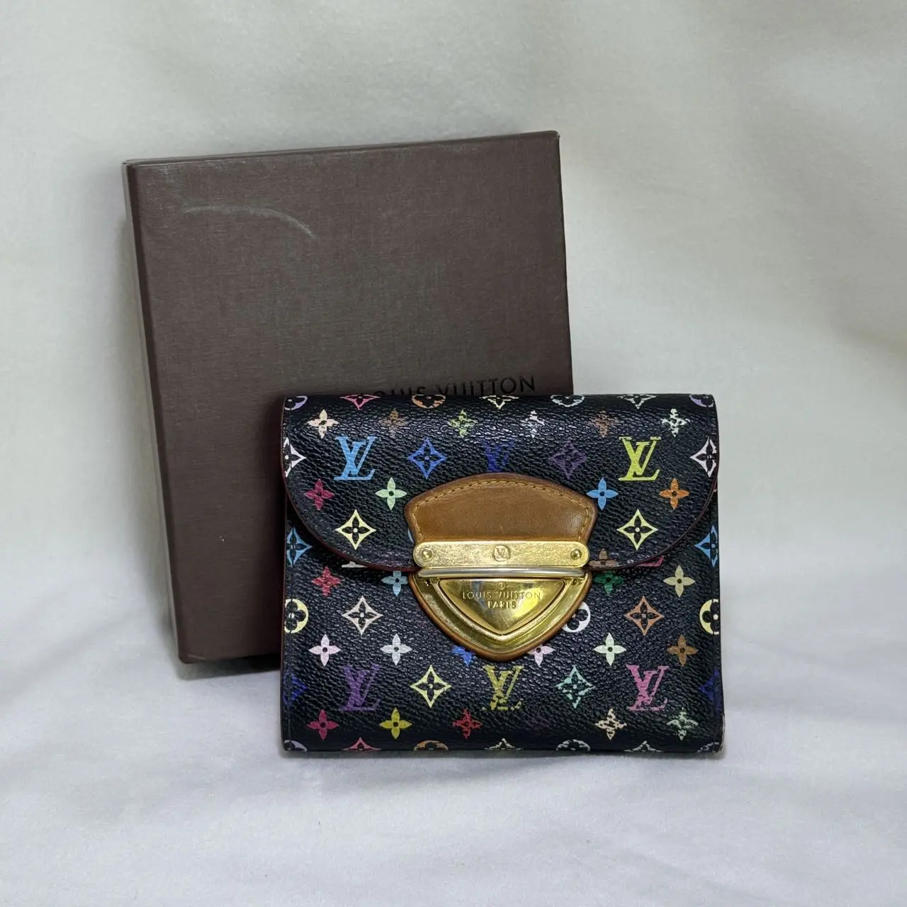 Pre-owned Louis Vuitton Takashi Murakami Limited Edition Multicolore Black Short Wallet, Clutch & Wristlet Accessory