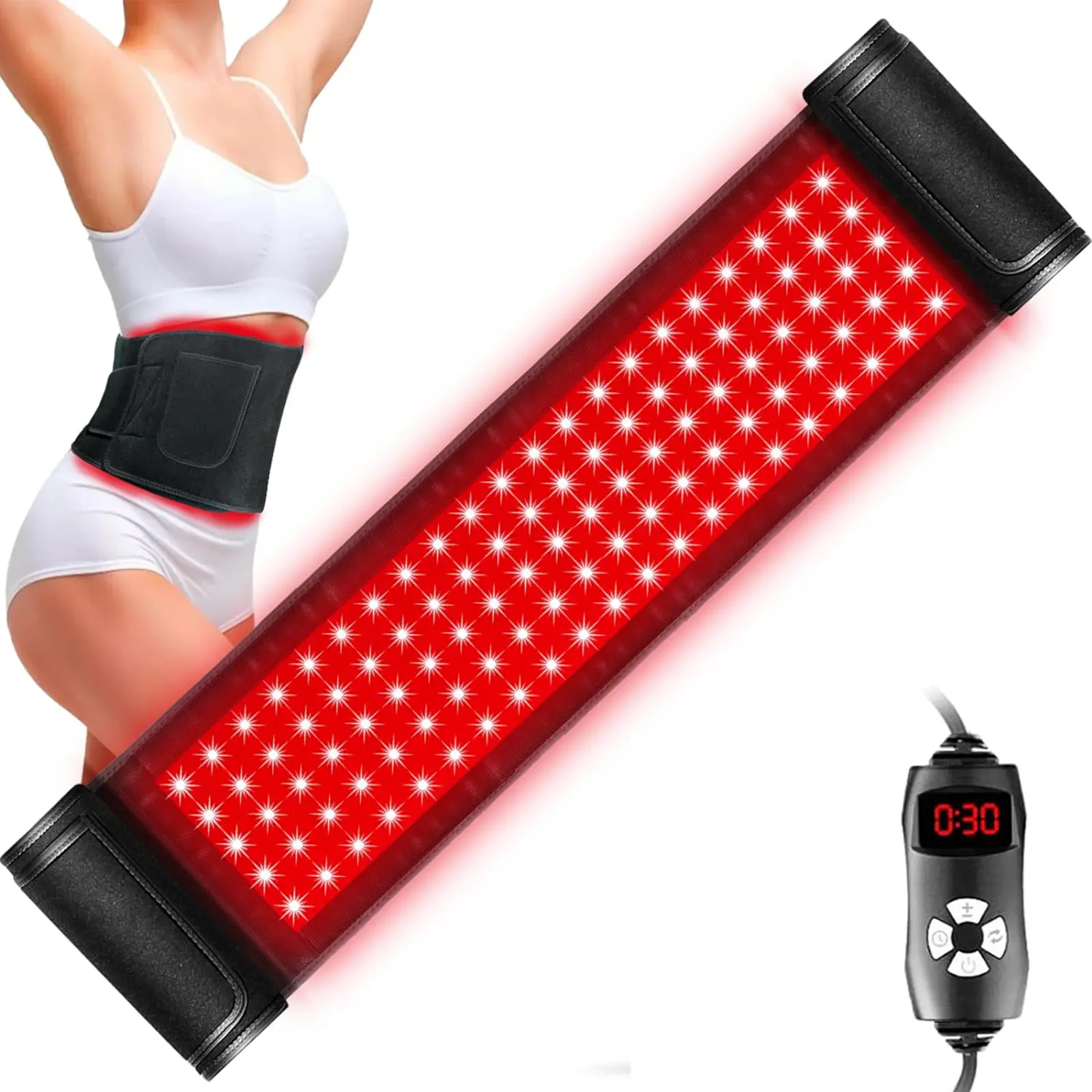 Red Light Therapy for Body, Infrared Light Therapy for Shoulder Waist Muscle Pain Relief, Upgraded Dual Spectrum Chips, 660nm Red Light & 850nm Near Infrared Light Therapy Belt Wrap Timer Remote Control