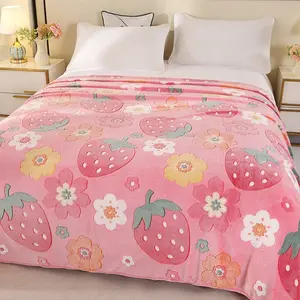 Skin-friendly Soft Fluffy Print Throw Blanket Soft Warm Blanket Lightweight for Couch Bed Office Camping Travel Floral Print Blanket