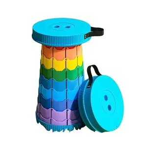 Rainbow Folding Camping Stool Anti-Slip Portable Lightweight Seat, Extra Thick Collapsible Plastic Fishing Bench, Easy Home Use Stool