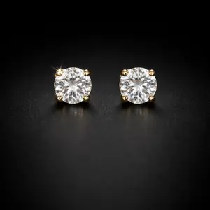 ABBY LUXURY JEWELRY  Classic Round Diamond Four Prong Studs Earrings 10K