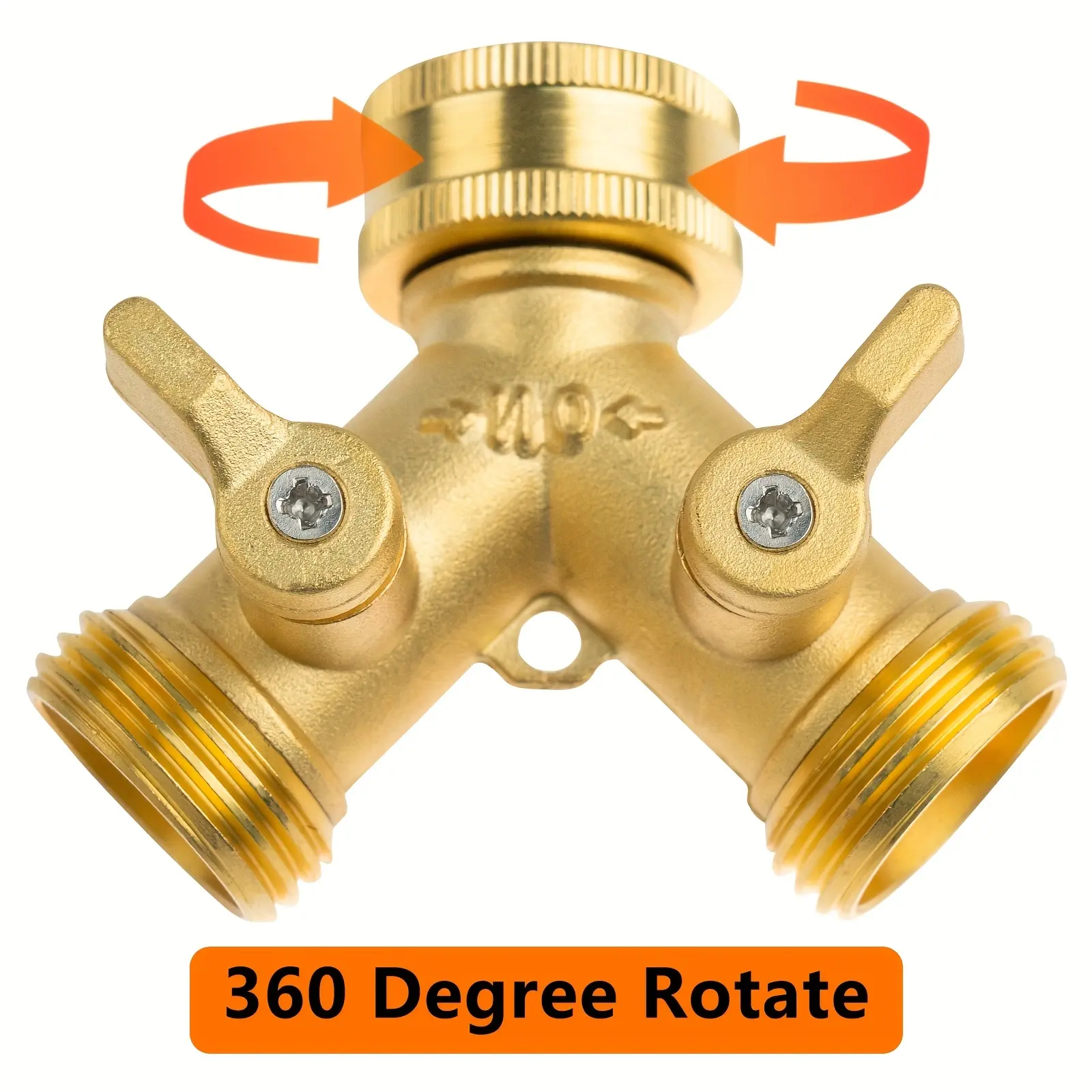 Brass Garden Hose Y Valve Splitter with Solid Brass Handle, 2-Way 3/4" GHT Thread Water Adapter, Durable Garden Accessories for Outdoor Gardening, Lawn Irrigation summerwins,summerwins