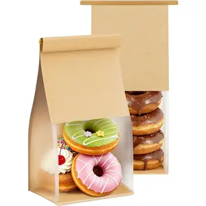 Bakery Bags with Tin Tie Tab Lock 3.9"x3.1"x 8.2" Bread Bags for Homemade Bread Cookie Bags Good Choice Breads,Goodies,Baked,Goods and Cookie Packaging (50, Small)