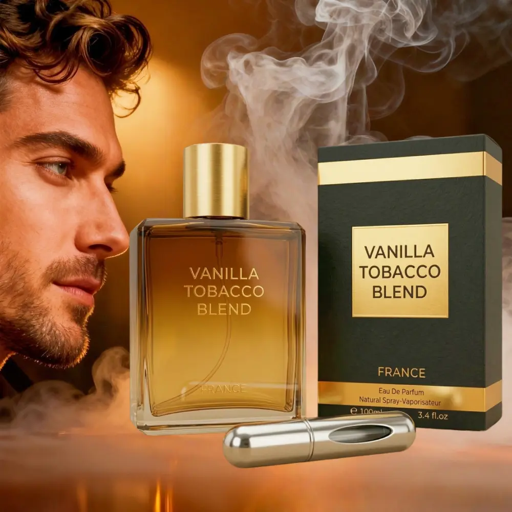 TobaccoVanilla Men's Cologne Travel Set - 3.4 fl oz Eau de Toilette, Long-Lasting Fragrance, Free 5ml Travel Spray, Versatile Scent for Day & Night, Office