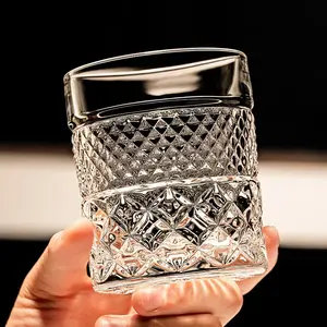 Crystal Whiskey Glass Set of 4, Premium Transparent Lowball Cocktail Glasses, Perfect 9 Oz Gift Set for Beverage Enthusiasts, Glass Drinking Cup