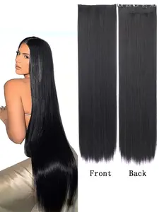 Black 30Inch Synthetic Hair Extensions, Ultra Long Straight One Piece Wig for Women, Invisible Seamless Clip In Hair Weft, Heat Resistant for Natural Styling. Suitable for All Occasions: Music Festivals, Parties, Cosplay, Holidays, and Daily Use.