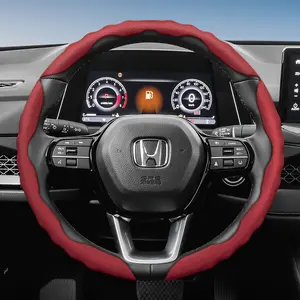 Steering Wheel Cover for Honda — Breathable PU Leather, Segmented Snap-on Design, Sporty Wave-shaped Form, Anti-slip & Wear-resistant, Fits CR-V/Civic/Accord/HR-V/ZR-V/City/Pilot/Odyssey/Passport/Ridgeline/BR-V/WR-V/e/Prologue Models, Automotive