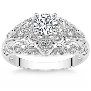 1 1/2Ct Diamond Vintage Engagement Ring 14k Gold Lab Grown