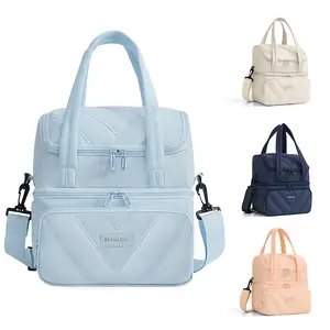 Lunch Bag for Women,Insulated Double Deck Lunch Bags,12L Large Capacity Lunch Bag with Straps,Leakproof Puffer Lunch Bags for Work Picnic Travel