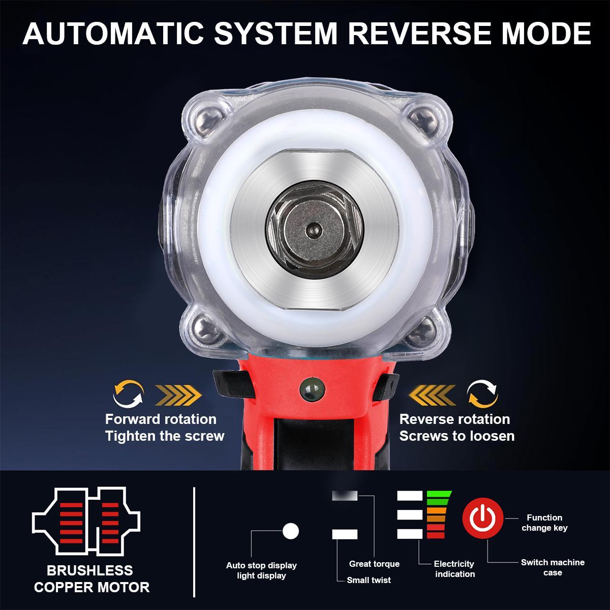 BRPOM Cordless impact wrench 1/2-inch High Torque 900N.m High Torque Electric  Gun Electric  Driver Compact  Rapid Charger & Tool Kit 2 Batteries Household, Automotive & Men's Gifts electricians tools