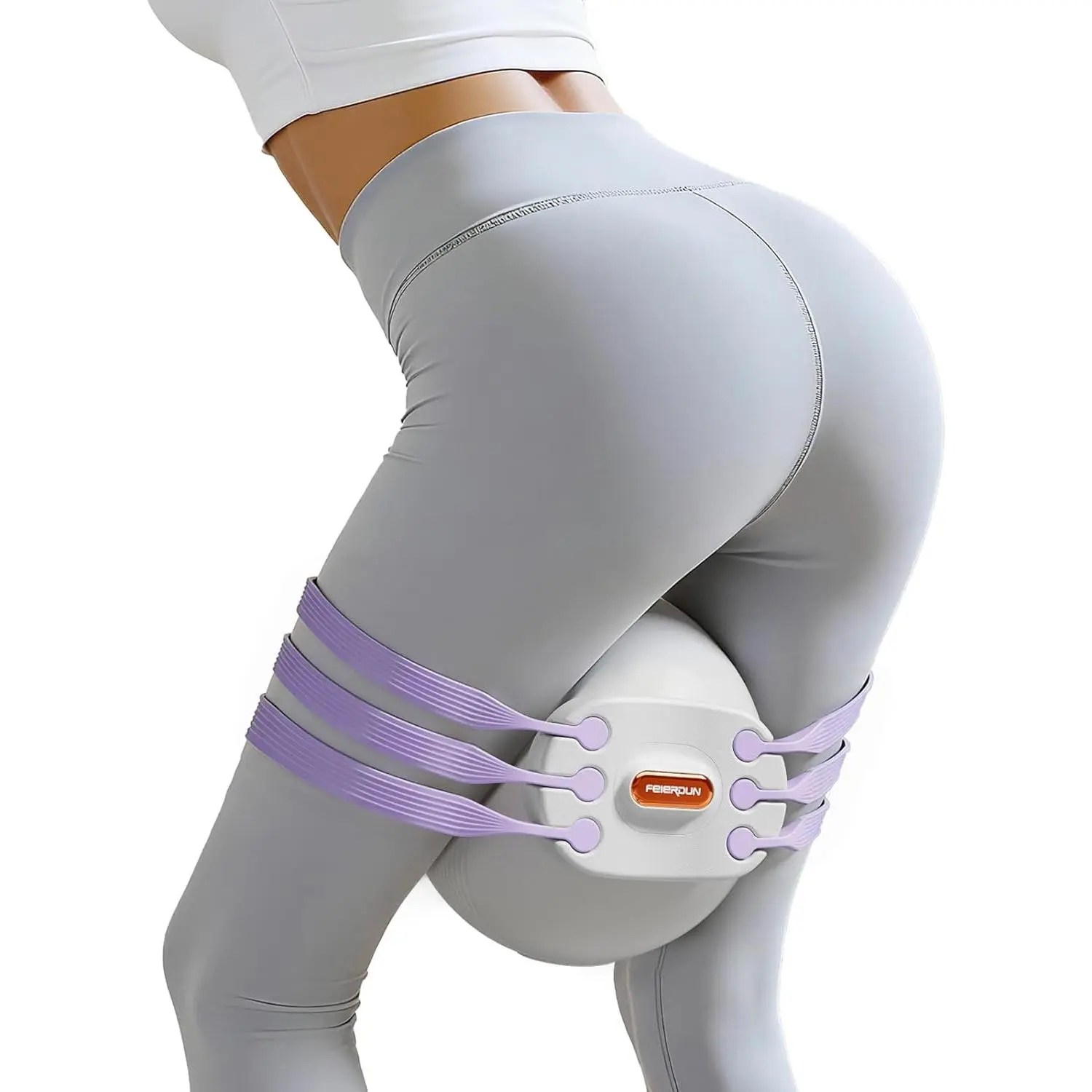 FED Fitness Feierdun Series EL1 Exercise Ball & Pelvic Floor Trainer for Women,5- Level Adjustable Resistance, Full Body Toner for Thigh, Hip, Glute and Arm, Leg Shaping Equipment - Purple