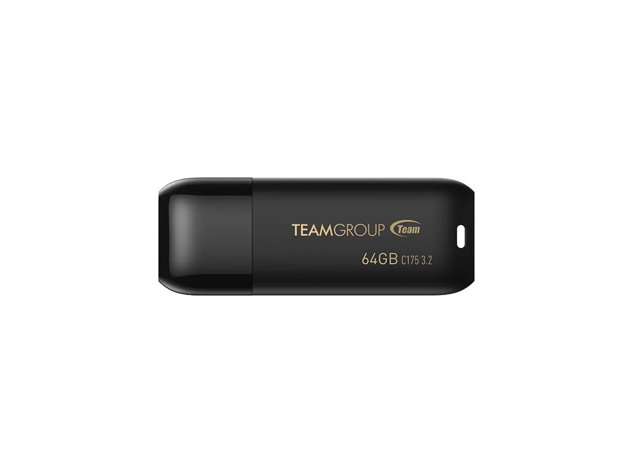 TEAMGROUP C175 64GB USB 3.2 Gen 1 Flash Drive Rounded Streamlined Unibody Design Black Pearl Seamless Construction Matte and Glossy Finish, Speed Up to 100MB/s (TC175364GB01)