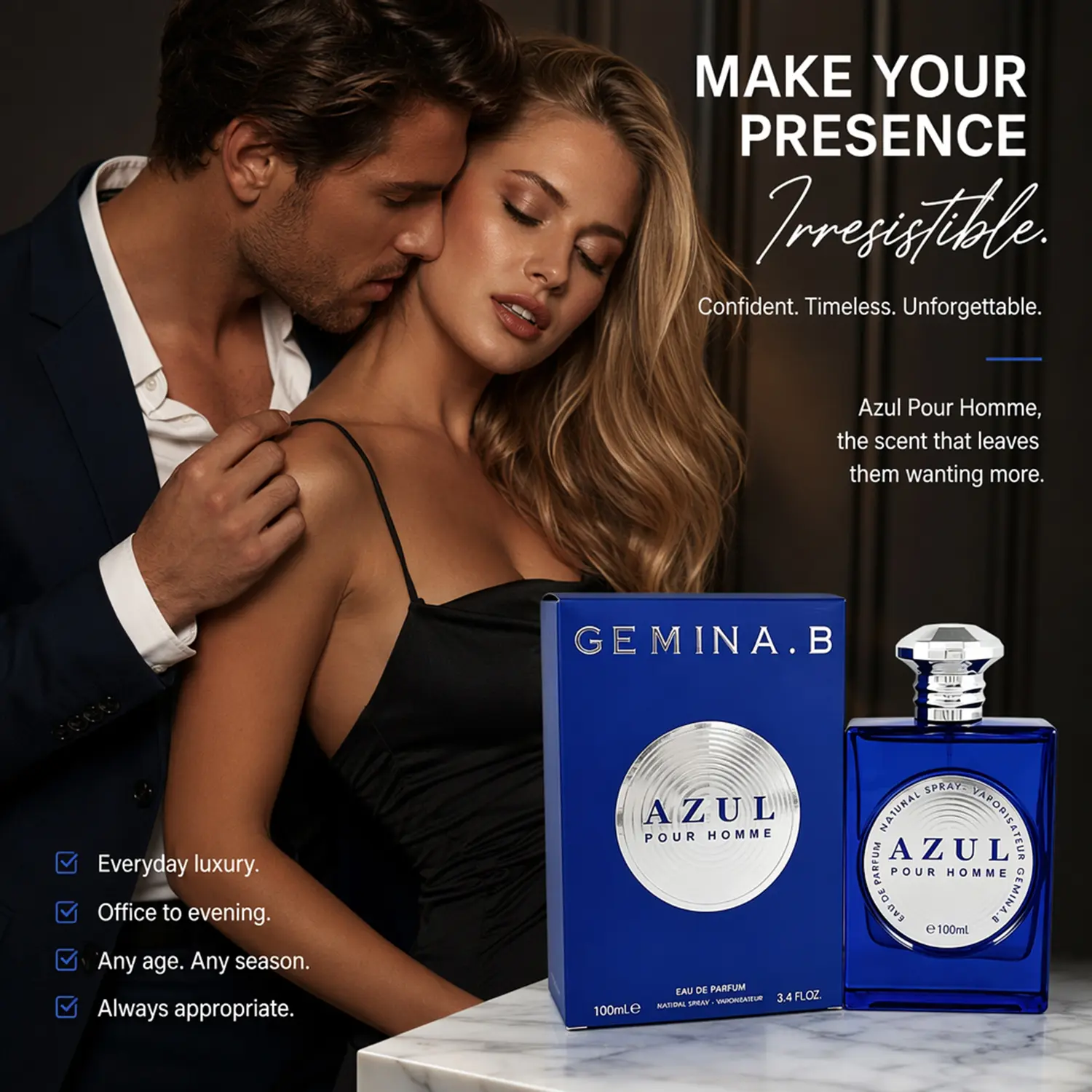 Men's Pheromone Perfume, Infused with Premium Pheromone Formula, Long Lasting Floral Fruity Scent, Specially Crafted to Leave a Captivating Impression, Perfect for Romantic Evenings, Ideal Valentine's Day Gift 100ml