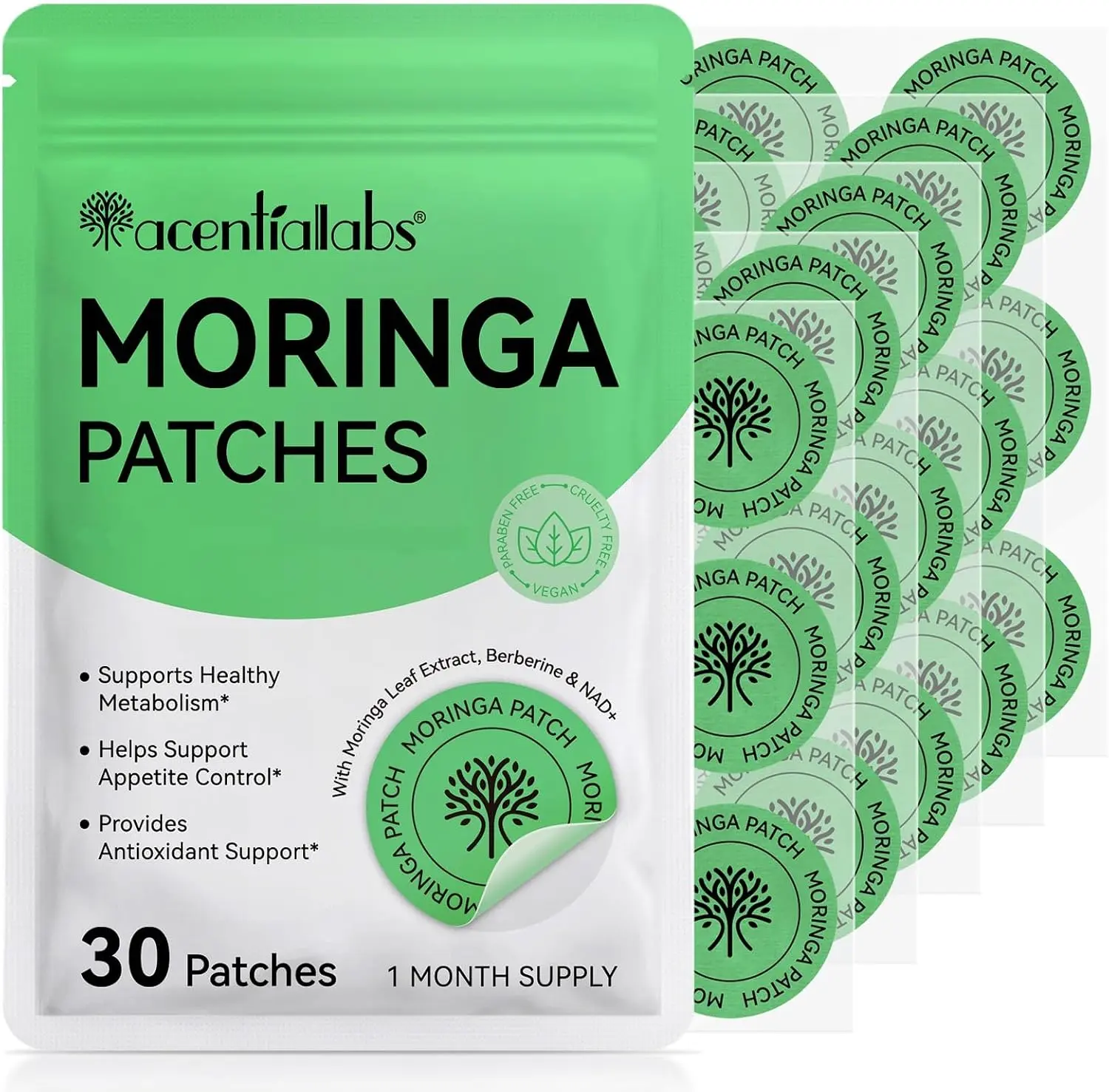 Moringa Berberine X NAD Natural Patches for Adults, 8-Hour Long-Lasting Special Personal Care Heat Patches, Applicable to Multiple Body Parts, 30 Count