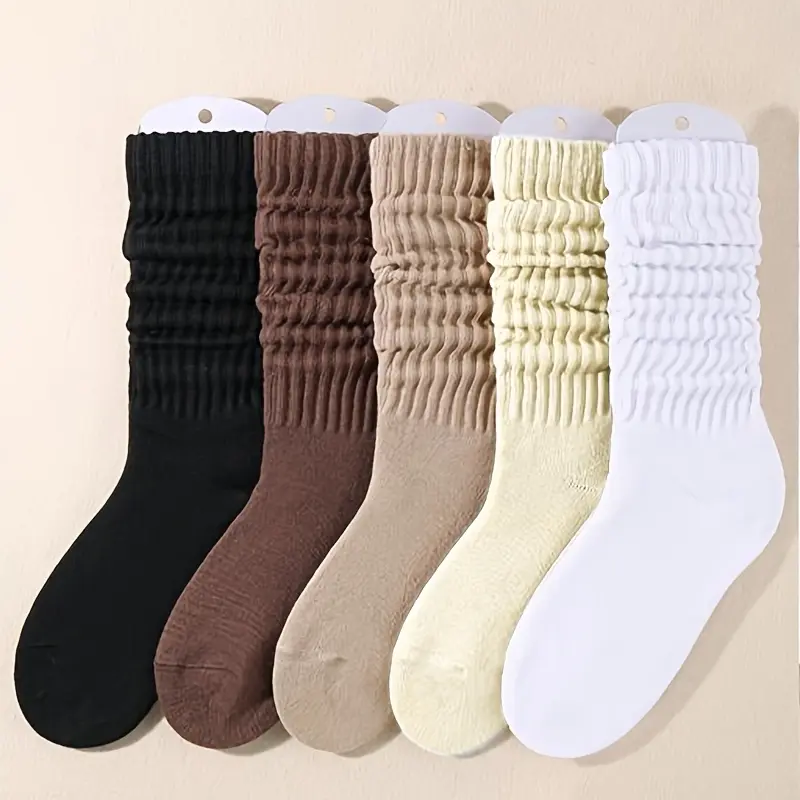 Women's Solid Crew Socks, Multi-pack Soft Comfy Breathable Mid-calf Socks for Daily Wear, Socks for Women, Women‘s Socks For All Season, slouch sock