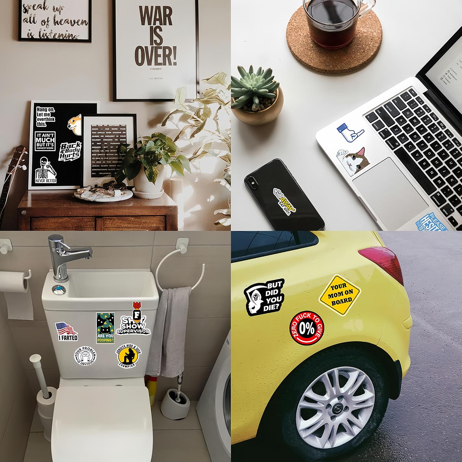 130PCS Funny Saying Sticker Pack - Snarky, Sarcastic Bold Humor Vinyl Waterproof Meme stickers for laptop, computer, water bottle, ipad, phones bumper folding chair sticker pack