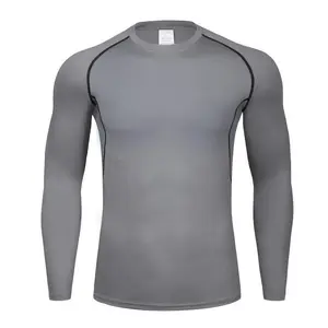 Solid Color Sports Tight-Fitting Long-Sleeve Base Shirt Elastic Breathable Running Basketball Football Sweat-Absorbing Training Compression Shirts ThermalT-Shirt Base Layer
