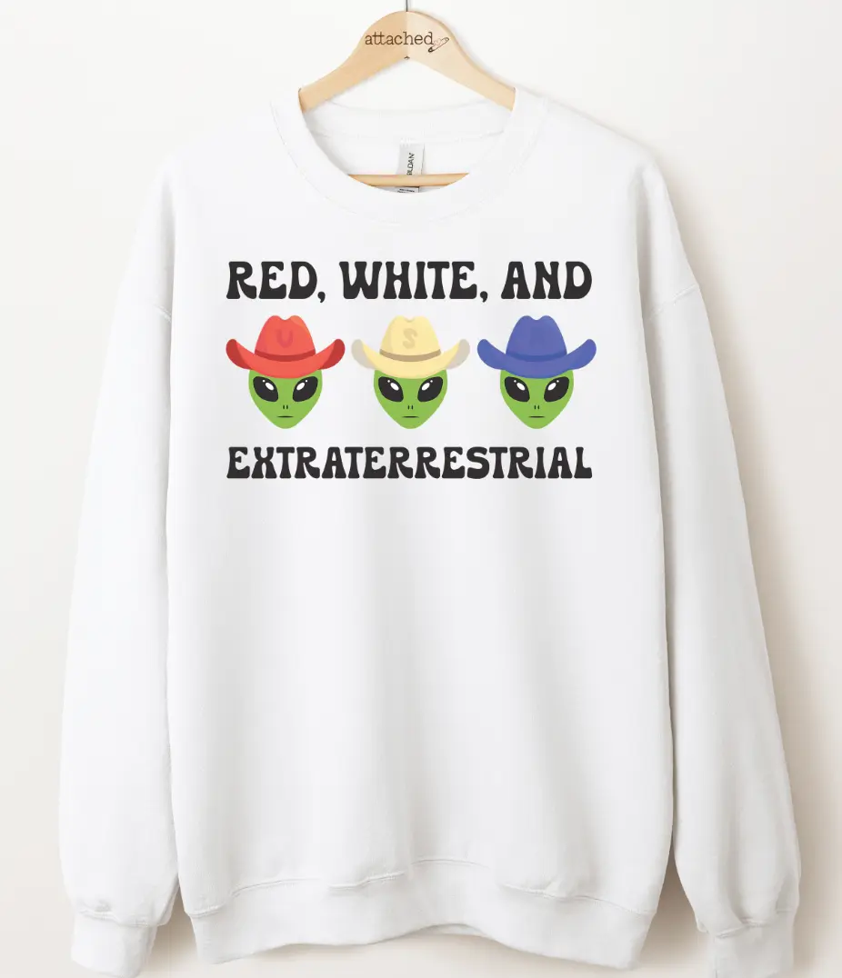Red White And Alien Graphic Top Red White And Alien Graphic Top