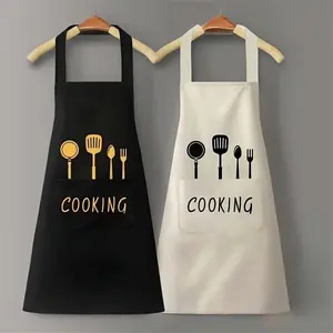 1pc Durable Chef's Apron Kitchen Cooking Aprons- Waterproof, Oil-Resistant with Pockets- Unisex Kitchen Wear Stylish Protection for Cooking Enthusiasts