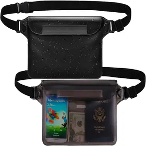 Waterproof Waist Gear Bag, 2 Counts Clear Waterproof Phone Bag with Belt, Floating Waterproof Bag for Travel Beach Outdoor Swimming Kayaking Pool, Swim Kit, Swimming Accessories, Boating Accessories, Dry Bags Waterproof