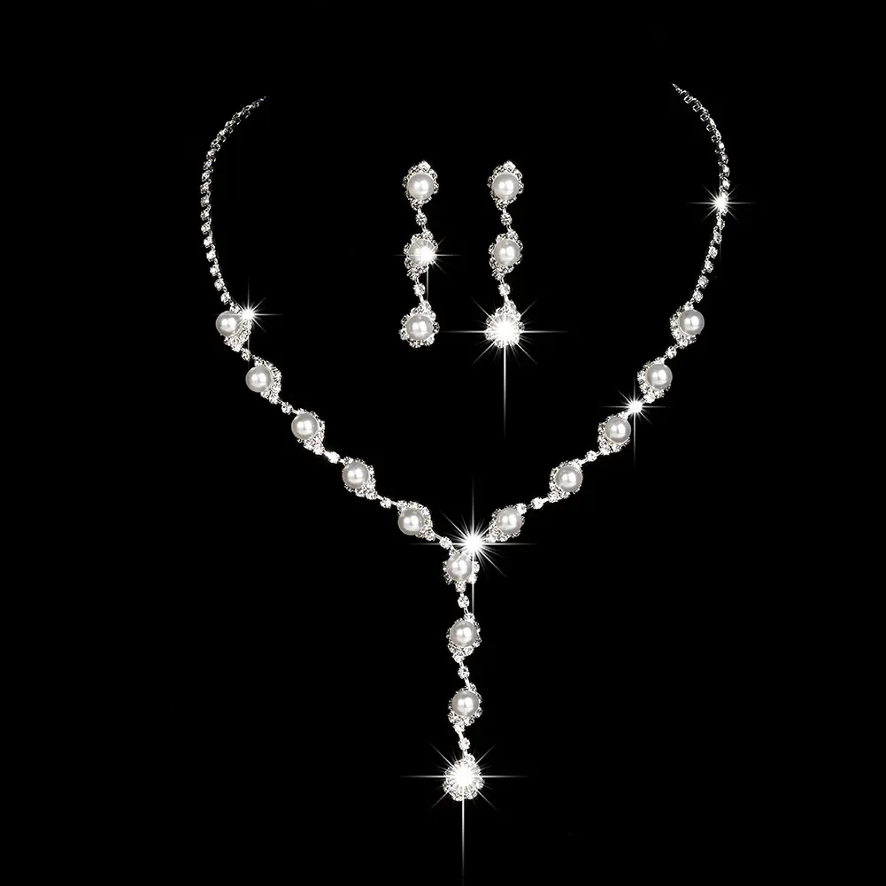 858 necklace earrings set pearl