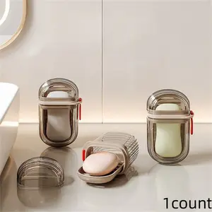 Portable Soap Box, 1 Count Creative Mini Soap Bar Holder with Lid, Soap Storage Box for Home Bathroom & Travel & Hotel, Transparent