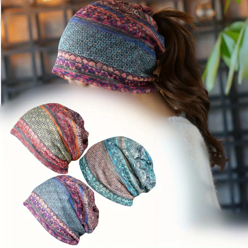 3pcs Slouchy Beanie Chemo Caps - Comfy Casual Sleep Wear for Hair Loss & Anyone Dealing with Chemotherapy, Breathable Fitted Sports-Outdoor Hats with Toggle Closure, All-Season, Hand Wash Only