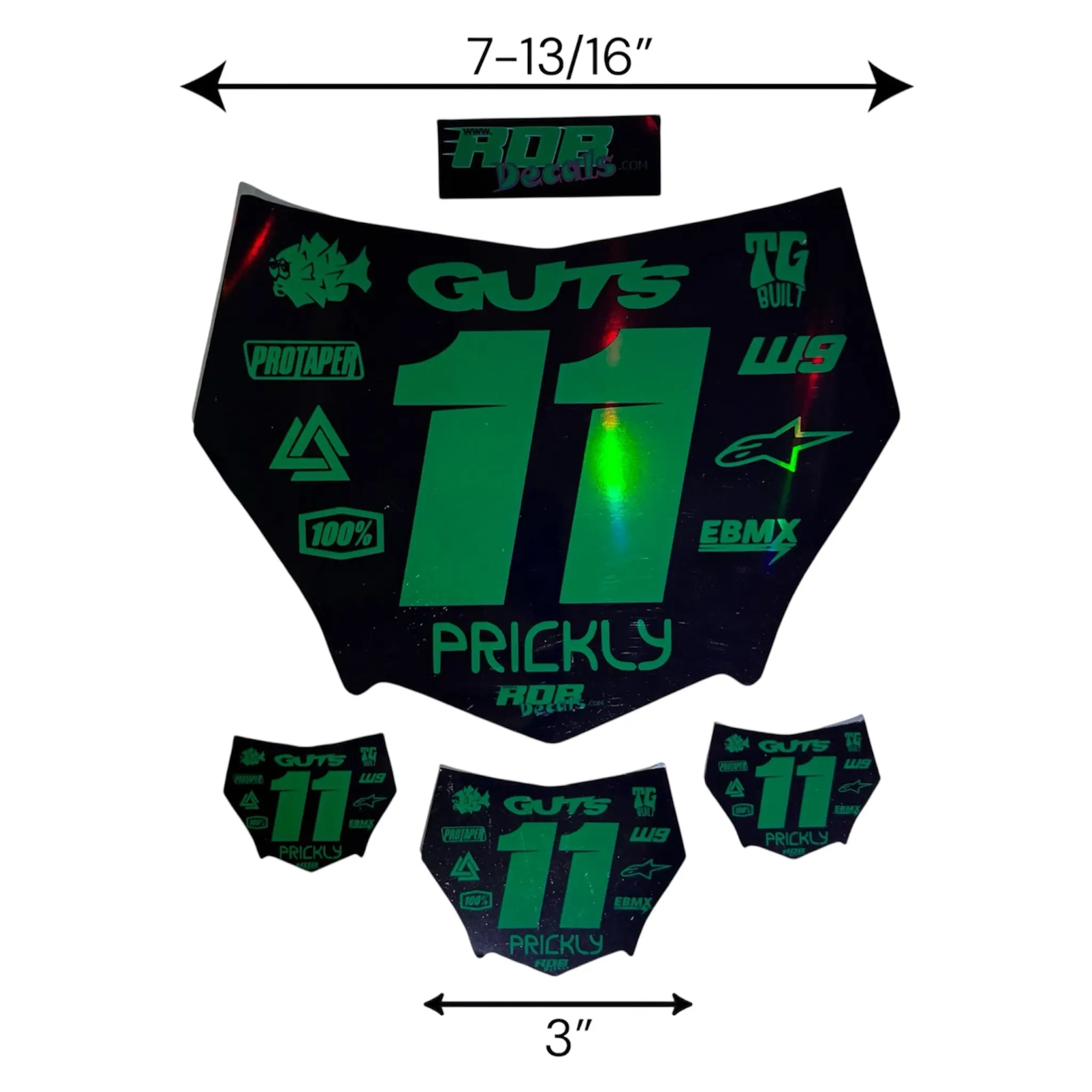 MotoCutz Plate Decal — 11 Logo — Metalic Green