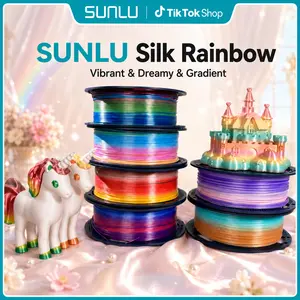 SUNLU SILK 3D Printing Filament Rainbow Set - 1.75mm Gradient Colors with Natural Transitions, Neatly Wound for Non-AMS Printers, High-Quality Prints, Beginner-Friendly Supply for Kids’ Decorations Full of Artistry5098
