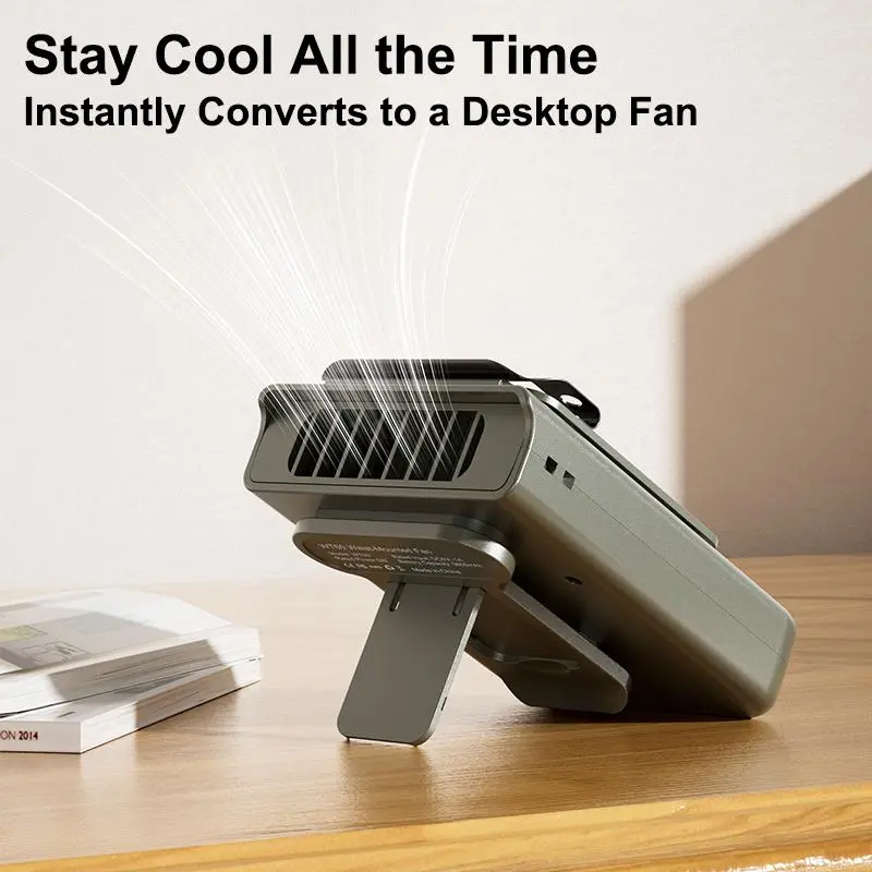 Rechargeable Portable Compact Waist Clip Fan, 199-Speed Hands-Free Personal Fan with LED Light, 54-Blade Brushless Motor, Digital Display, 3600mAh Type-C, Ultra-Quiet Multi-Mode 3-in-1 for Outdoor Work, Travel