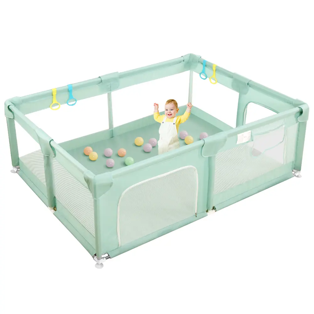 bioby Baby Playpen, 74x50in Extra Large Portable Safety Play Center for Babies and Toddlers, Sturdy Oxford Cloth with Full See-Through Mesh for Indoor & Outdoor Use, Playpen For Babies, Portable Play Area