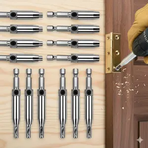 Professional Self-Centering Hinge Drill Bit Set with Adjustable Carbide Tips, Durable Sleeve, Anti-Slip Handle for DIY Home Projects, Precision Positioning for Cabinet and Furniture Assembly, Heavy-Duty Electric Tool Accessories