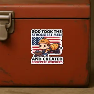 American Flag Concrete Finisher Stickers – Construction Worker Vinyl Decals