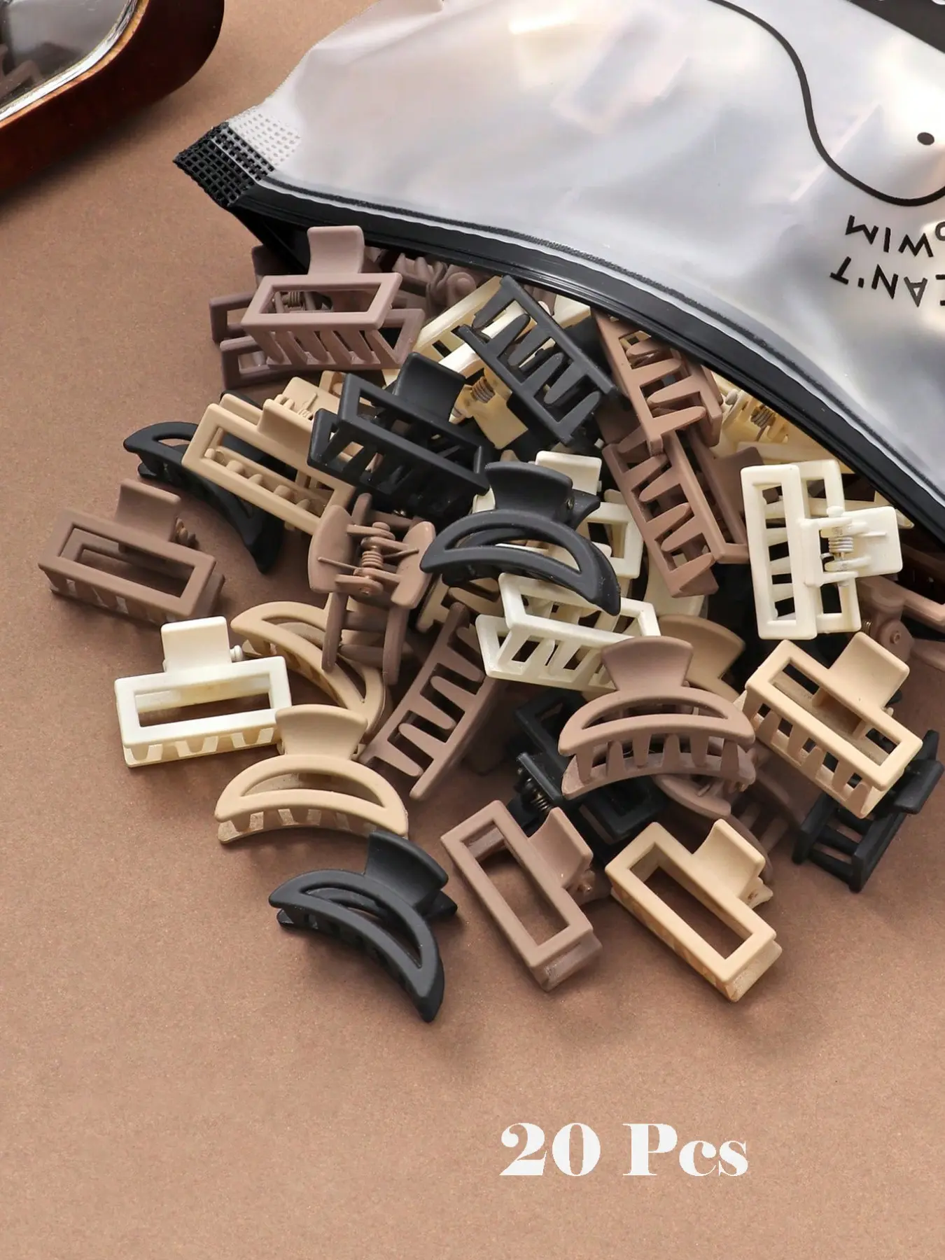 20Pcs Small Cute Square Hair Clips 2.5cm, Brown Cartoon Mini Hair Clips For Daily Hairstyle, Hair Accessories Elegant Claw Clip Summer Outfits, Super Cute Clips, Hairclips