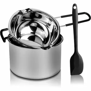 400Ml/750Ml Stainless Steel Double-Layer Melting Pot Set,Suitable for Making Chocolate, Soap, Beeswax, And Candles,Never Burn Chocolate Again,2-Piece Double Boiler Set for Gentle Melting