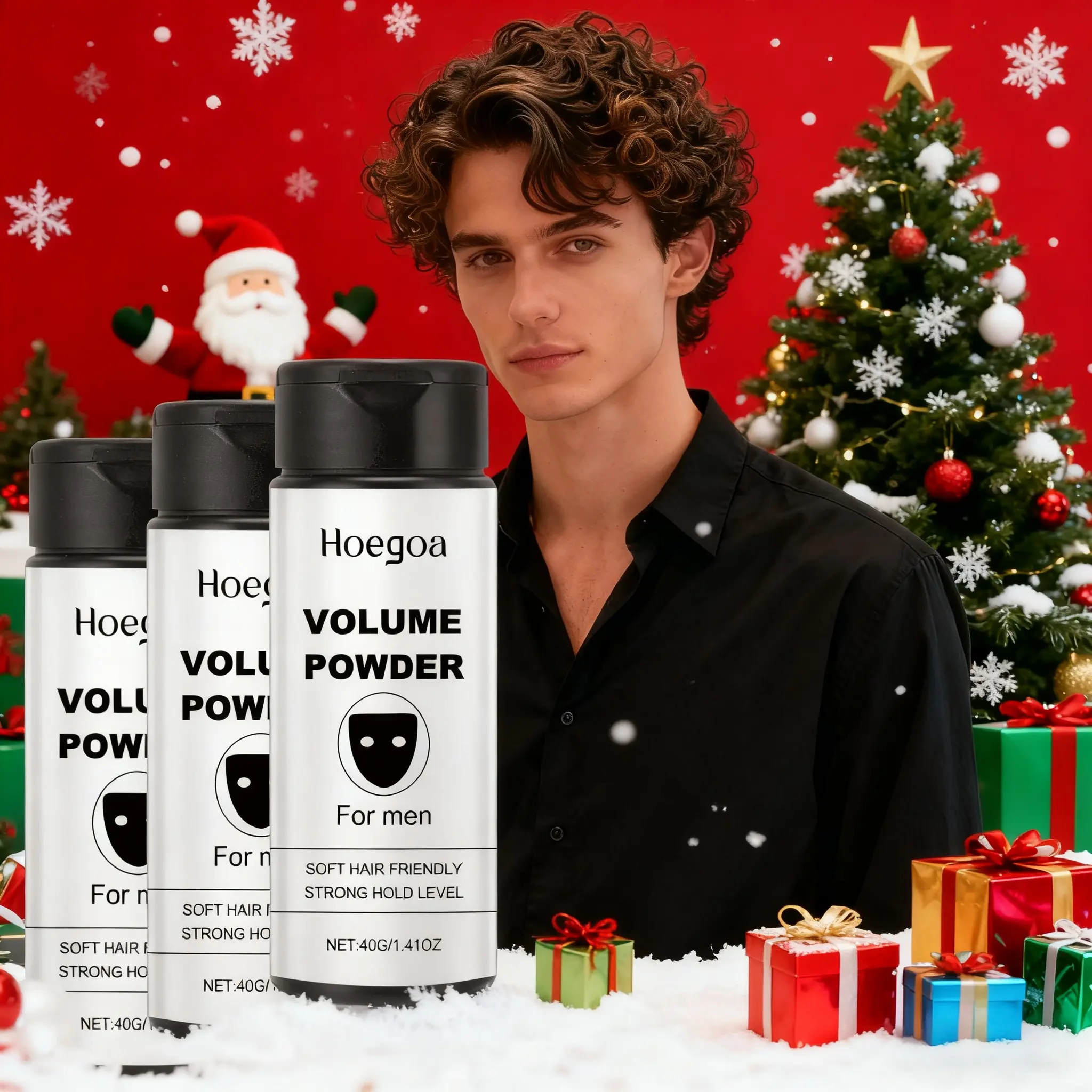Men's hair styling fluffy powder edge control smooth and shaping natural ingredients matte effect increases hair texture, suitable for dating and holiday styling, give him Halloween and Christmas gifts