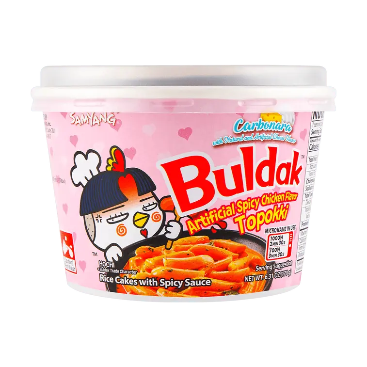Korean Buldak Carbonara Topokki - Spicy Chicken and Cheese Flavor,6.31oz Instant Food