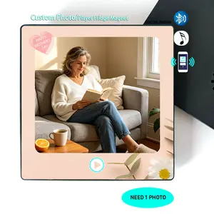 {Mother's Day gift}Personalized Photo Bluetooth Music Fridge Magnet with Frame, Custom Album Style Acrylic Player, Add Your Image and Song, Unique Home Decor Gift for Mother’s Day, Birthday, Anniversary, Graduation and Pet Lovers