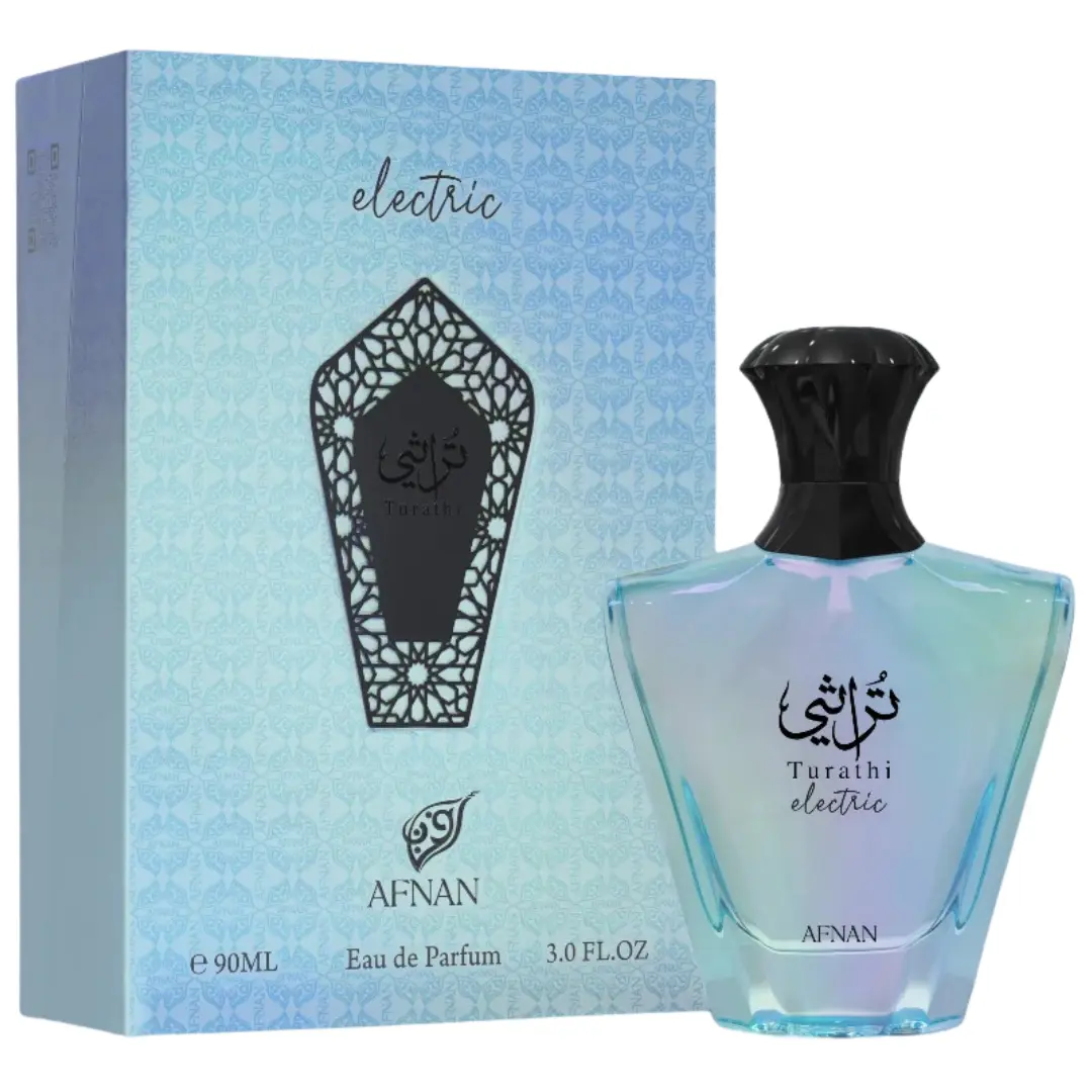 Afnan Turathi Electric Eau de Parfum – 100ml (3.4 fl oz) – Long-Lasting Vibrant Amber Spicy Fragrance for Men