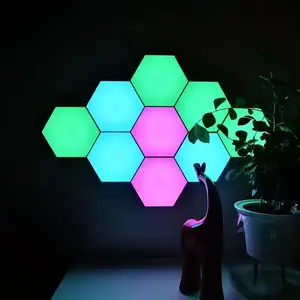 Hexagon Shaped LED Wall Light, RGB Color Changing Touch Control LED Wall Light, Decorative Night Light for Home Bedroom Living Room, Led Ambient Light, Led Mood Light, Scene Atmosphere Lights