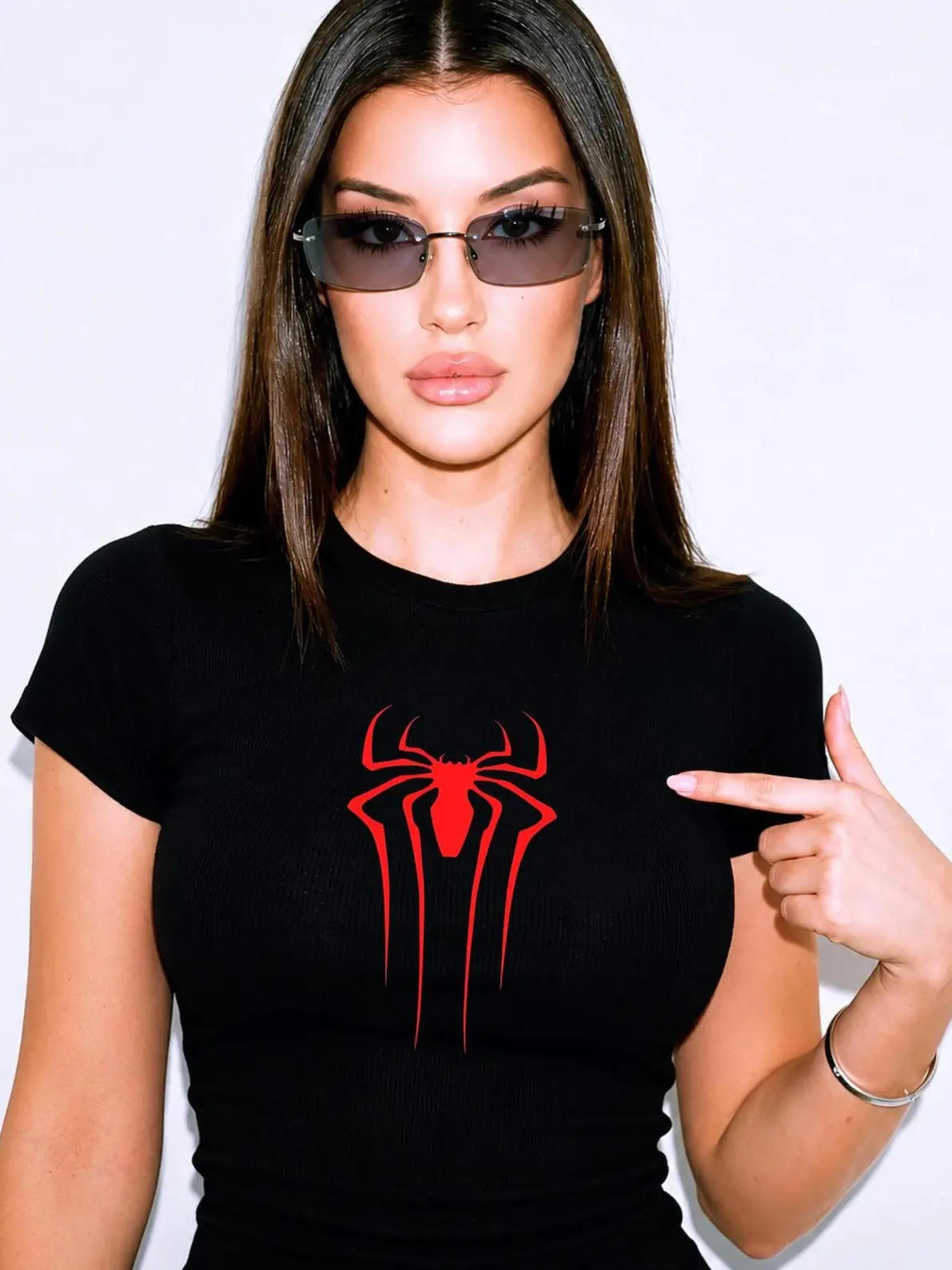 Spider Man Baby Tee, Red Spider Hero Crop Top, Y2K Grunge Superhero Slim Fit T-Shirt, Peter Parker Cosplay Women Tee, Comic Book Fan Gift