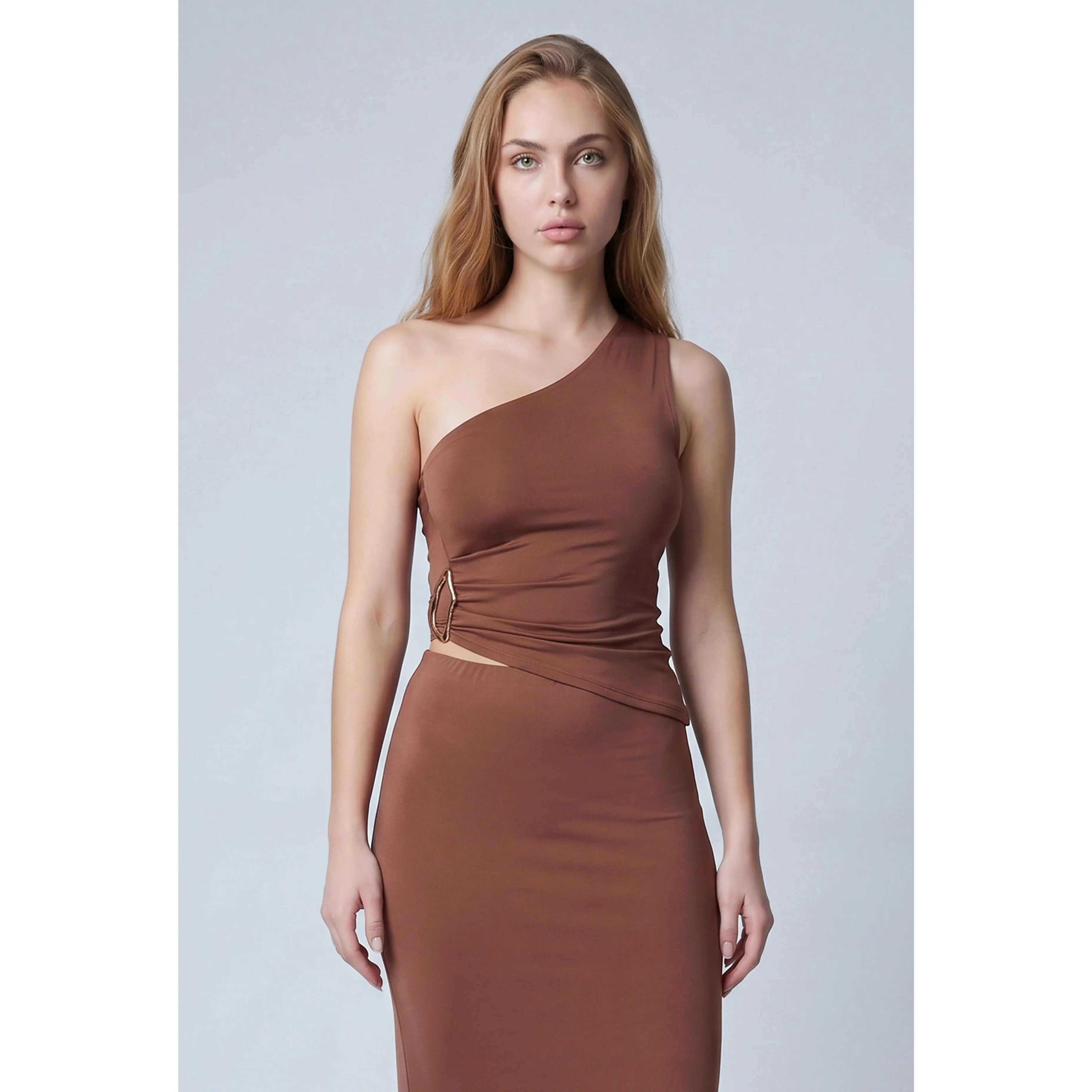 Jocelyn Metallic Detail Asymmetrical Top