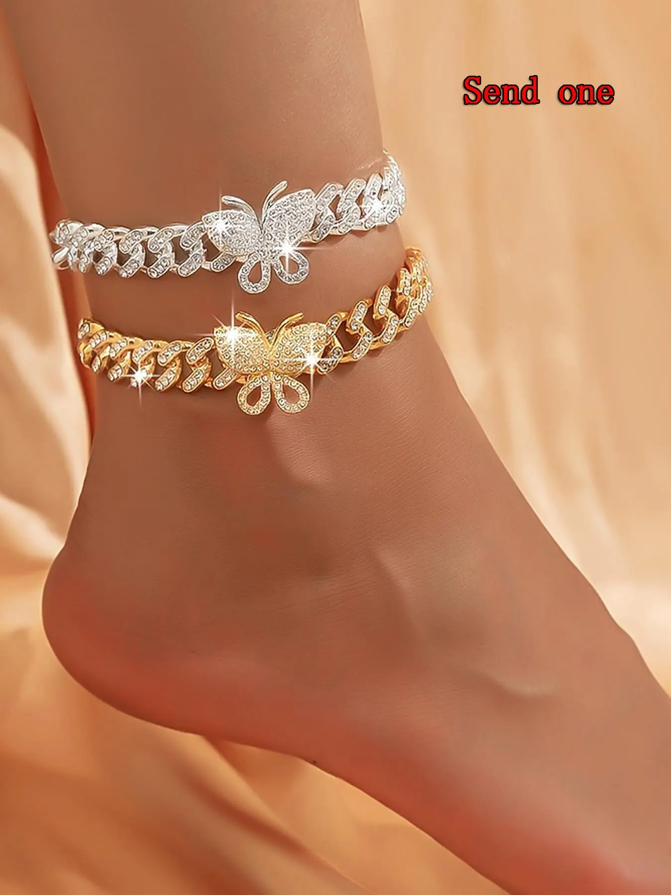 Butterfly Design Rhinestone Decor Anklet, Chain Anklet for Women & Girls, Trendy All-match & Exquisite Jewelry for Birthday Gift, Decoration, Foot Jewelry, Fashion Chic Accessories, Elegant Accessory, Trendy Fashionable Accessories