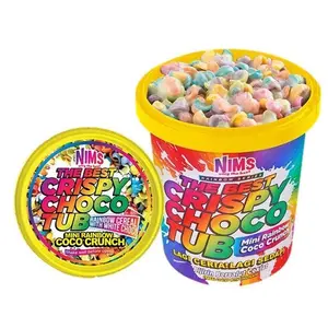 NIMS Crispy Choco Tub - Mixed Strawberry & Best Flavor Chocolate Cereal for Crunchy Snacks & Dessert Cooky Biscuit Cookie Enjoy Satisfying