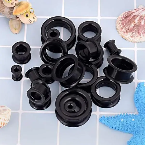 20 piece Silicone Ear Skin Gauges Plugs Thin Thick Silicone Hollow Flexible Tunnels Starter Stretchers Expander for Women Men
