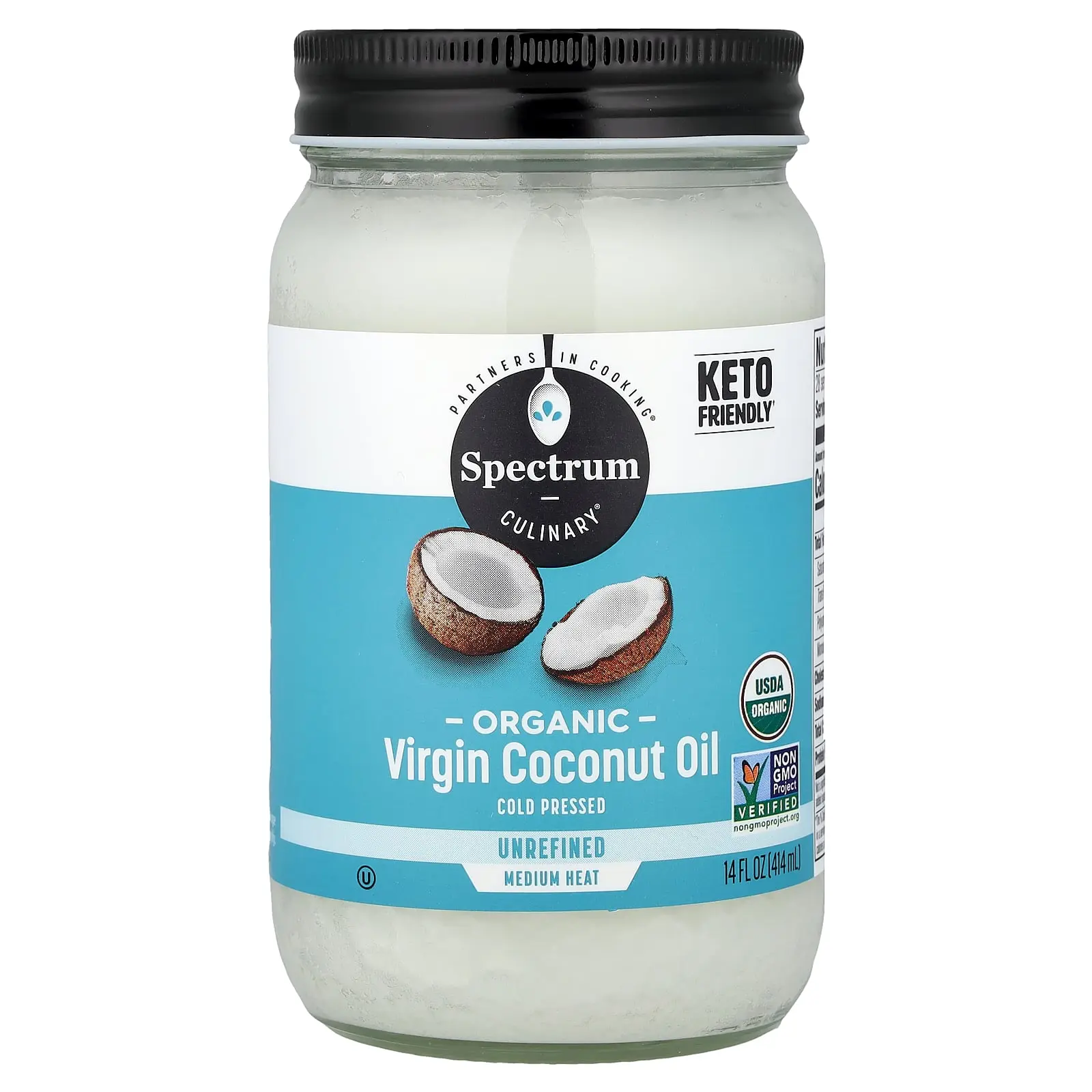 Spectrum Culinary Organic Virgin Coconut Oil, Unrefined, 14 fl oz (414 ml)