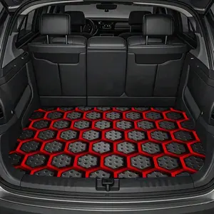 1pc Hexagon Red Printed  Trunk Mat, Outdoor Placemats,  Size,  Trunk Cargo Protection Mat |    Trunk Floor Mat For Cars, Trucks, SUVs |   Keep Your Vehicle Clean