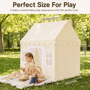 Fairy-Style Foldable Indoor Play Tent - Durable Polyester, Tassel Garland, Star Lights, Magical Leisure Nook - Outdoor Play Equipment for Indoor/Outdoor Use