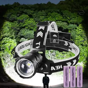 Ultra-Bright Long Range Headlight, Rechargeable Headlight with Power Display, 3 Modes Strong Light Outdoor Emergency, Camping Headlight